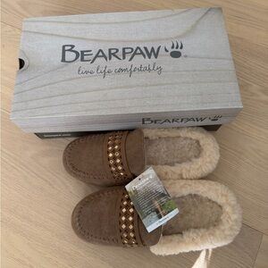 BearPaw Tan Women's Fleece-Lined Slippers size 7 NEW